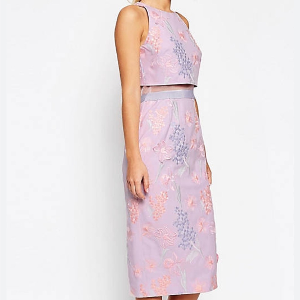 Asos embroidered organza dress midi Size 0 (U.S.) pink Lavender Embroidered - Picture 4 of 13